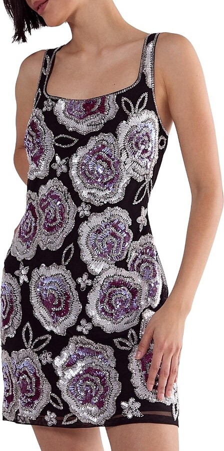 Nasty Gal Beaded Flower Sequin Mini Dress