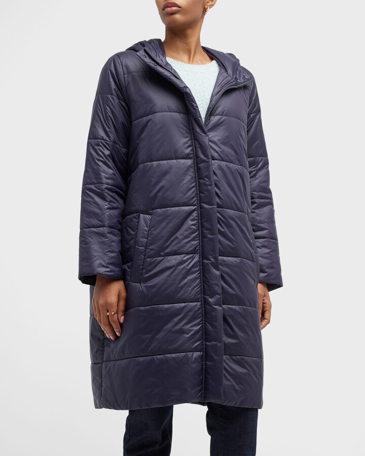 Eileen Fisher Missy Eggshell Recycled Hooded Puffer Jacket - ShopStyle ...