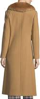 Thumbnail for your product : Tory Burch Celeste Double-Breasted Twill Coat w/ Faux-Fur Trim