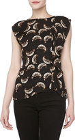 Thumbnail for your product : Halston Firework-Print Ruffle-Front Top