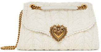 Dolce & Gabbana White Large Knit Devotion Shoulder Bag