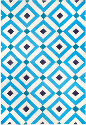 Jonathan Adler Navy/Light Blue Crawford Reversible Peruvian Flat Weave Rug