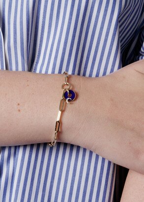 Foundrae Blue Crescent Disk On Clip Chain Bracelet