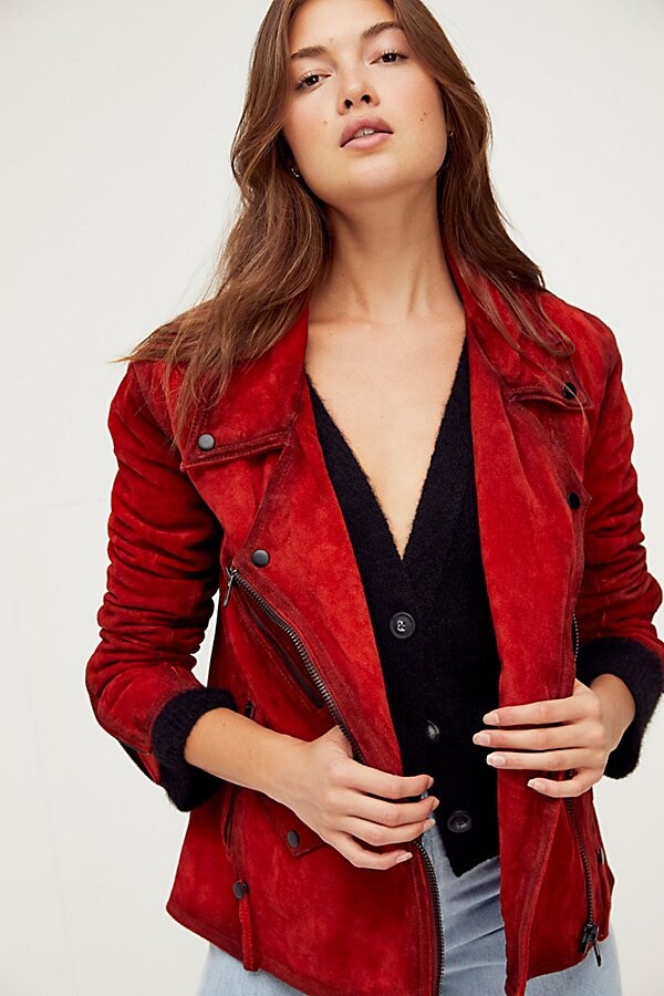 red suede jacket womens