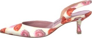 Manolo Blahnik Leather Floral Print Slingback Pumps