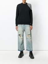 Thumbnail for your product : R 13 distressed wide-leg cropped jeans