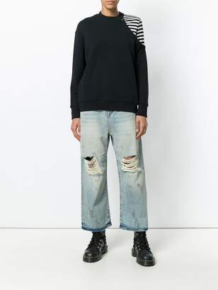R 13 distressed wide-leg cropped jeans