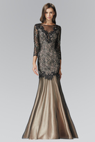 Thumbnail for your product : Elizabeth K - Three Quarter Sleeve Lace Trumpet Gown GL2107