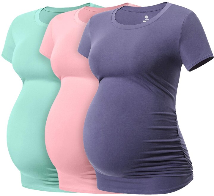 LAPASA Women Maternity Tops Short Sleeve Tunic Breastfeeding Pregnancy Shirts 1 or 3 Pack L55