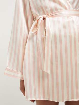 Morgan Lane - Langley Striped Silk Robe - Womens - Pink Stripe