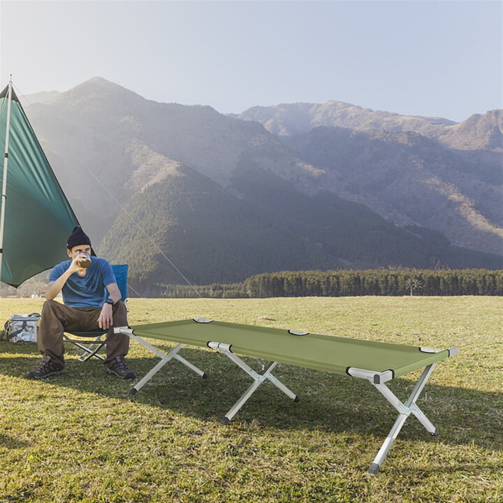 AsterOutdoor RHB-03A Portable Folding Camping Cot with Carrying Bag Army Green