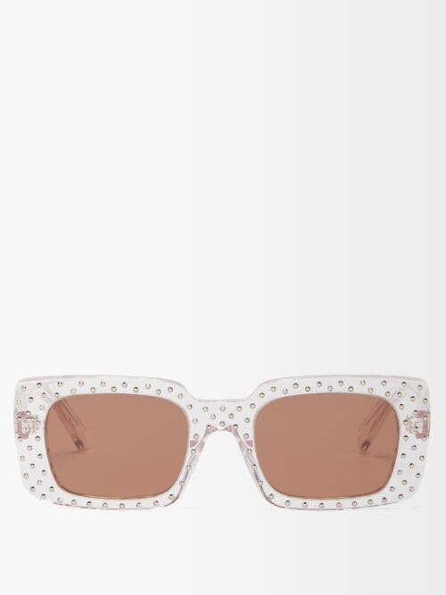 Gucci Square Frame Crystal Logo Sunglasses in Black –