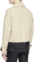 Thumbnail for your product : Jason Wu Cropped Toggle-Front Leather-Trim Coat