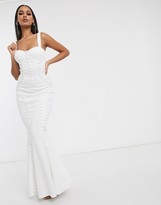 Thumbnail for your product : ASOS DESIGN Premium extreme lace up cami maxi dress in white
