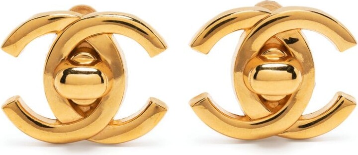 Chanel Pre Owned 1995 CC turn-lock earrings - ShopStyle