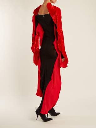 Paula Knorr - Relief Waterfall-ruffled Silk-blend Velvet Dress - Womens - Red