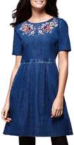 Thumbnail for your product : Yumi Floral Embroidered Denim Skater Dress