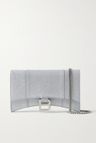 Thumbnail for your product : Balenciaga Hourglass Xs Glittered Leather Shoulder Bag - Silver