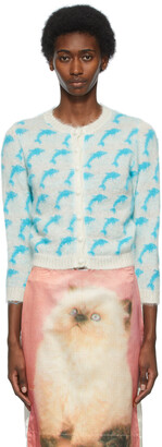 Ashley Williams Off-White & Blue Mohair Dolphin Cardigan