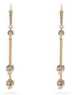 Alexander McQueen Swarovski Embellished Skull Drop Earrings - Womens - Gold