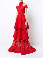 Thumbnail for your product : Marchesa tiered lace gown