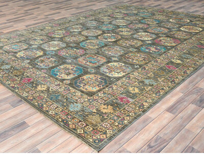 Bungalow Rose 8'9" x 11'7" New Hand Knotted Grey Wool Rectangle Oriental Rug - MOA10282271