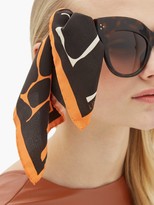 Thumbnail for your product : Linda Farrow Dunaway Scarf Oversized Cat-eye Acetate Sunglasses - Tortoiseshell