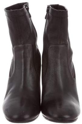 Vince Leather Round-Toe Ankle Boots