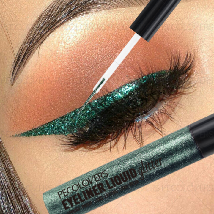 NONE 1PC Long-lasting Pearly Thin Glitter Eyeshadow and Eyeliner - Glitter, Thin Tip, Waterproof, Suitable for Christmas, Halloween