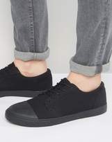 Thumbnail for your product : ASOS Lace Up Sneakers In Black With Toe Cap