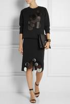 Thumbnail for your product : Christopher Kane Faux leather and mesh-appliquéd stretch-cady skirt