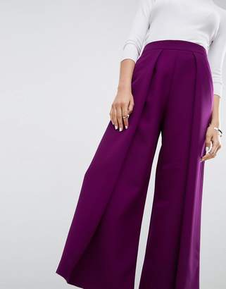ASOS DESIGN Tailored Wide Pleat Culottes In Pop Purple