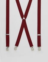 Thumbnail for your product : ASOS DESIGN DESIGN wedding suspenders in burgundy