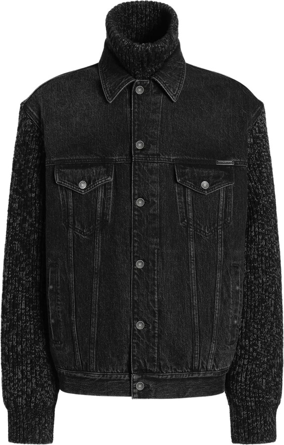 Dolce & Gabbana Knitted-Panel Denim Jacket
