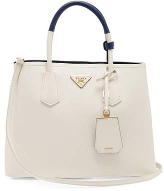 Prada Double Saffiano Leather Bag - Womens - White Navy