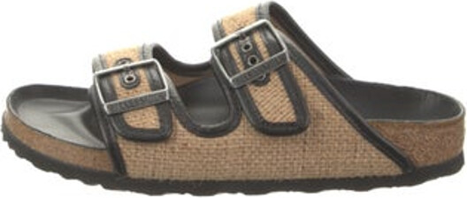 Birkenstock Slides Black & Neutrals Printed Buckle Closure At Uppers Designer
