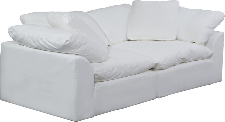 Sunset Trading Puff 2-Piece Fabric Slipcover Sectional Sofa in White