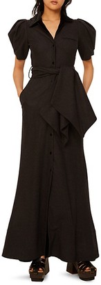 Rosie Assoulin Peter Pan Puff-Sleeve Wool Maxi Dress