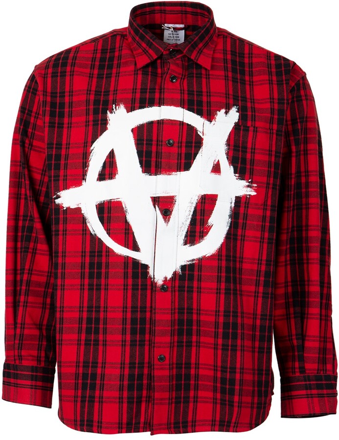 Vetements Anarchy Children Of The Night Flannel Shirt Red - ShopStyle