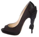 Thumbnail for your product : Jimmy Choo Satin Peep-Toe Pumps