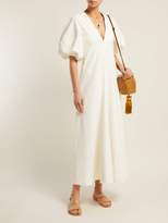 Thumbnail for your product : Lee Mathews - Georgia Puff Sleeve Linen Blend Dress - Womens - White