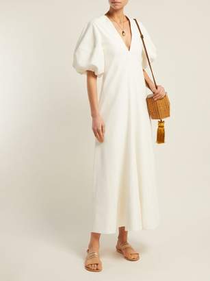 Lee Mathews - Georgia Puff Sleeve Linen Blend Dress - Womens - White