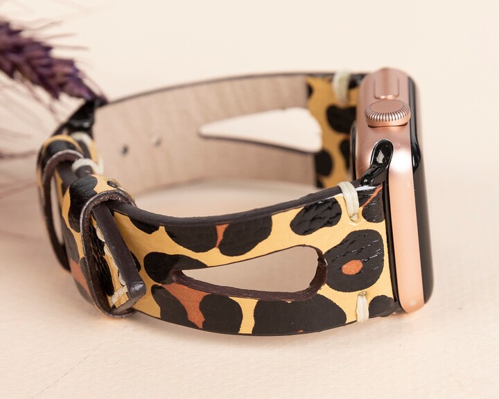 Leopard Printed Leather Apple Watch Band 38mm 40mm 41mm 42mm 44mm 46mm 45mm, Iwatch Strap Bracelet Series 10 9 8 7 6 5 4 Ultra Se Fitbit