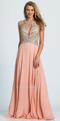Dave and Johnny Geometric Crystalized A-line Prom Dress