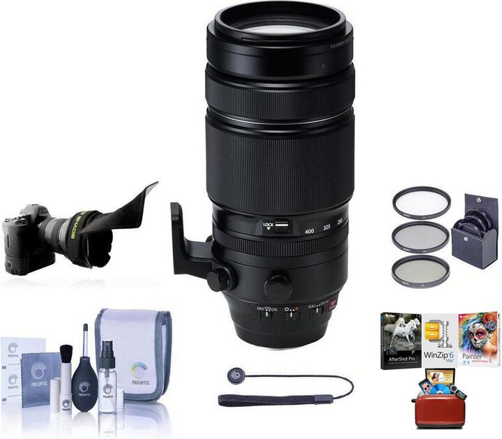 Fujifilm Xf 100-400mm f/4.5-5.6 R Lm Ois Wr Lens Bundle with 77mm Filter Kit and Mac Software Kit