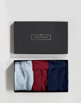 Thumbnail for your product : ASOS Made In UK Textured Socks In Gift Box In Burgundy & Green & Navy 3 Pack