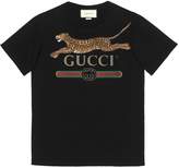 Thumbnail for your product : Gucci logo T-shirt with leopard