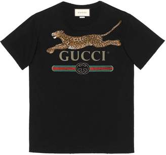 Gucci logo T-shirt with leopard