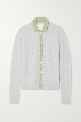 KING & TUCKFIELD Two-tone Pointelle-knit Merino Wool Shirt - Gray