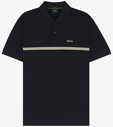 HUGO BOSS Mens Dark Blue Paddy Horizontal-Stripe Cotton Polo Shirt S